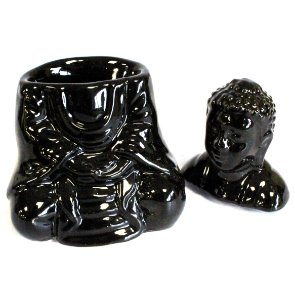 Kominek Zapachowy Ceramiczny Siedzący Budda, Czarny