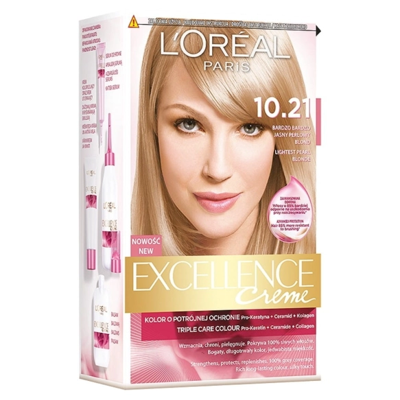 Loreal Excellence Creme Krem koloryzujący 10.21 bardzo jasny blond perłowy