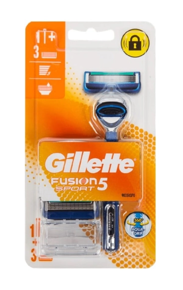 GILLETTE Fusion Sport 5 Maszynka do golenia dla mężczyzn + 3 wkłady