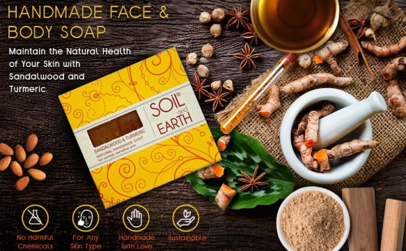 Sandałowiec i Kurkuma Naturalne Mydło, Soil &amp; Earth, 125g-3