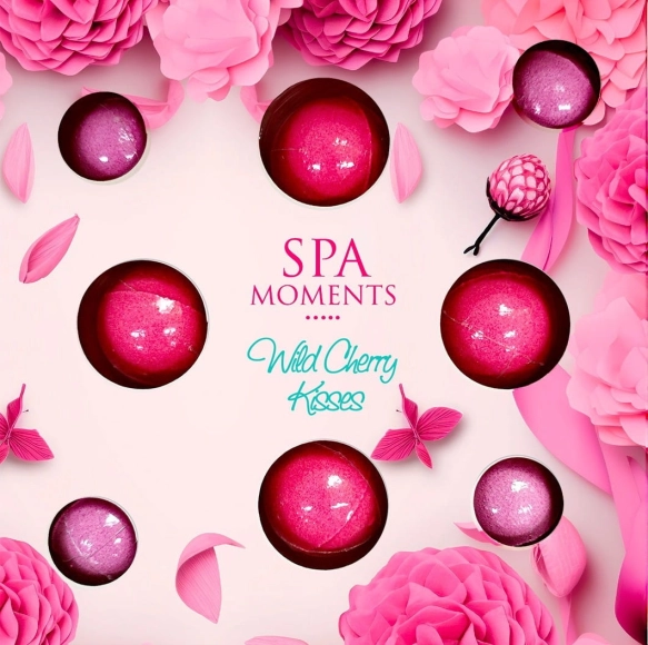 SPA MOMENTS Zestaw kul do kąpieli Wild Cherry Kisses