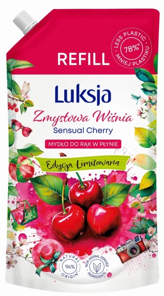 LUKSJA Mydło w płynie Zmysłowa Wiśnia zapas 900 ml