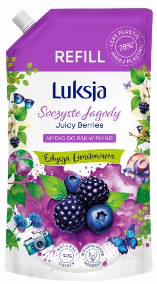 LUKSJA Mydło w płynie Soczyste Jagody zapas 900 ml