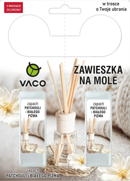 VACO Zawieszka na mole ubraniowe w żelu (Patchoula i Białe Piżmo) 1 op. - 2 szt.