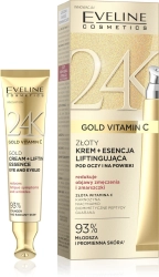 EVELINE 24K Gold Vitamin C Złoty Krem + Esencja liftingujące pod oczy i na powieki 15 ml