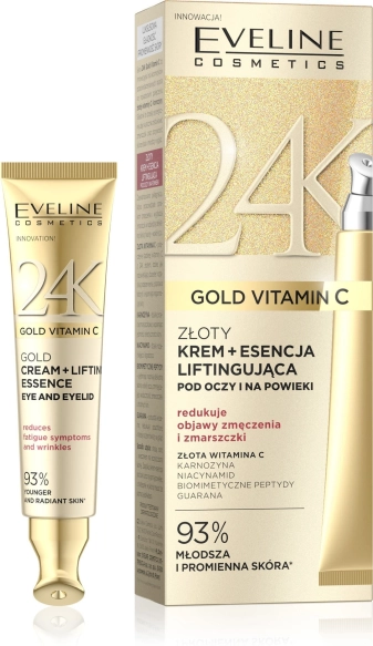 EVELINE 24K Gold Vitamin C Złoty Krem + Esencja liftingujące pod oczy i na powieki 15 ml