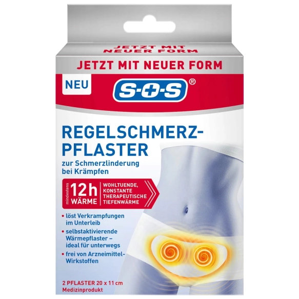 Rozgrzewające plastry na bóle menstruacyjne 2 szt., SOS Regelschmerz-Pflaster