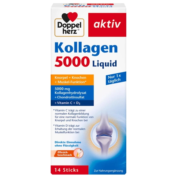 Питьевой коллаген с хондроитином и витамином C, Doppelherz Kollagen 5000 Liquid, 14 стиков
