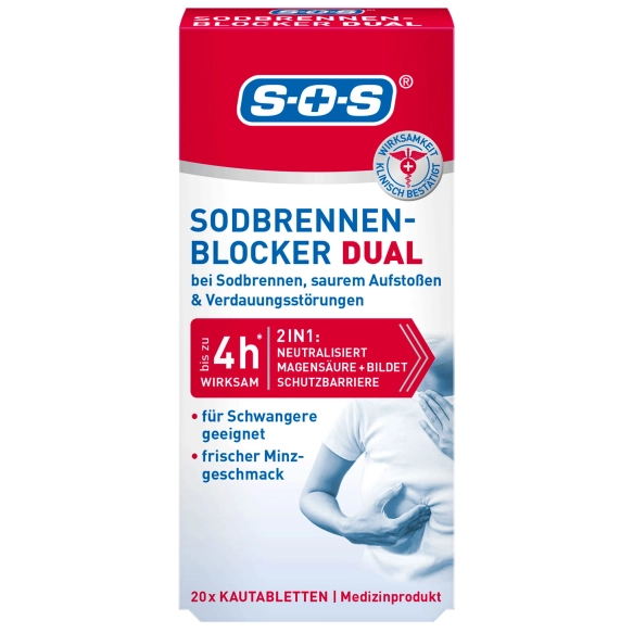 SOS Sodbrennen-Blocker Dual – Tabletki do Żucia na Zgagę i Refluks