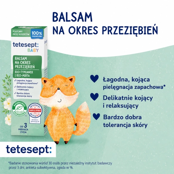 Delikatny balsam aromatyczny dla niemowląt z tymiankiem i mirtą Tetesept Baby, 30 ml