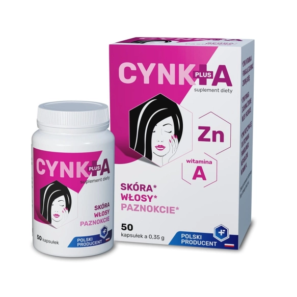 FARMAPOL Cynk plus A Suplement diety wspierający skórę, włosy i paznokcie Kapsułki 1 op. - 50 szt.