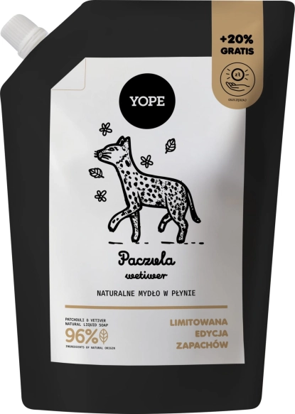 YOPE Naturalne mydło w płynie zapas Paczula i Wetiwer 600 ml