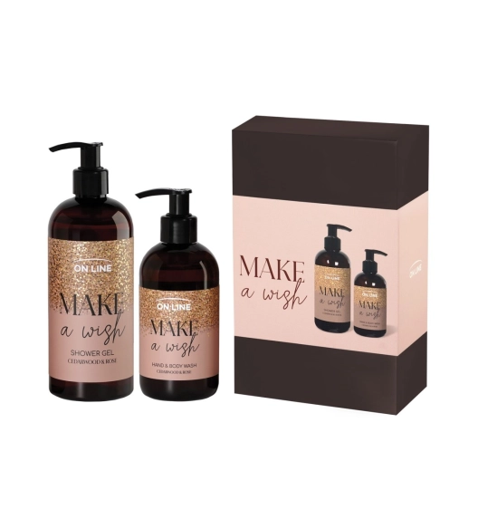 ON LINE Zestaw Make a wish Cedar Mydło do ciała 250 ml + Żel pod prysznic 400 ml