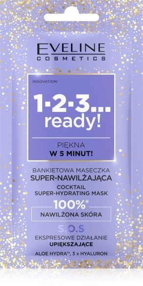 EVELINE 1-2-3... Ready! Bankietowa maseczka super - nawilżająca do twarzy 8 ml