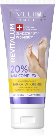 EVELINE Revitalum Złuszczająca tarka w kremie do ekstremalnie twardej skóry stóp - 20% AHA complex 75 ml