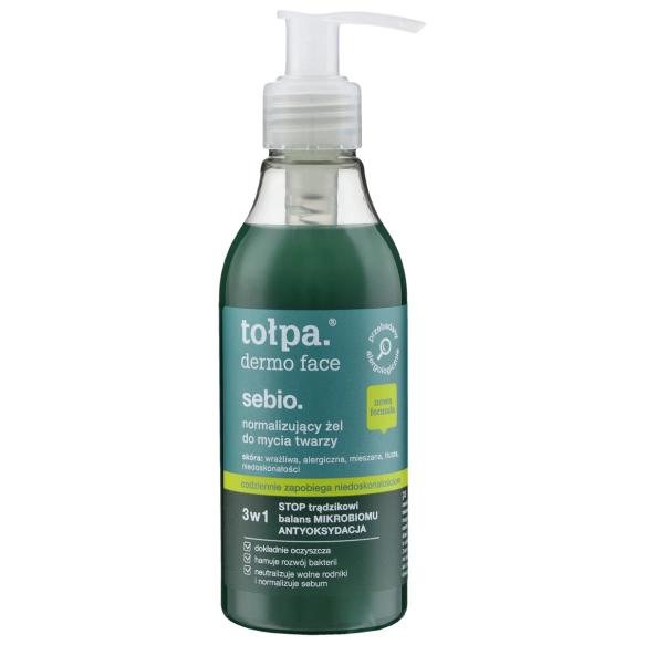 TOŁPA Dermo Face Sebio Normalizujący Żel do mycia twarzy 3w1  195 ml