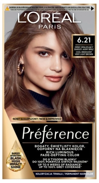 LOREAL Preference Farba do włosów 6.21 Zimny Opalizujący Bardzo Jasny Brąz 1 op.