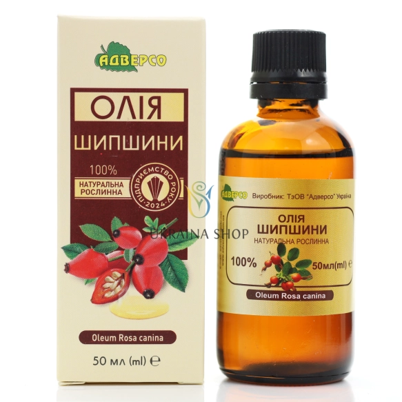 Olej z Dzikiej Róży (Olej z Nasion Róży), 100% Naturalny, Adverso, 50 ml