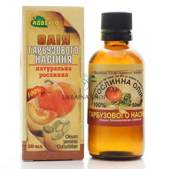 Olej z Pestek Dyni, Tłoczony na Zimno, 100% Naturalny, Adverso, 50 ml