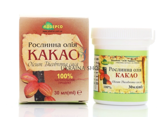 Masło kakaowe, 100% naturalny olej roślinny, Adverso, 30 ml