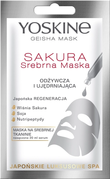 YOSKINE Geisha Mask Sakura Srebrna Maska na tkaninie odżywcza i ujędrniająca  20 ml