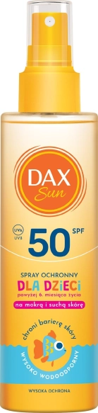 DAX Sun Transparentny spray ochronny na mokra i sucha skore dla dzieci SPF 50 150 ml