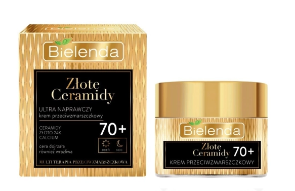 Bielenda Złote Ceramidy Ultra naprawczy Krem przeciwzmarszczkowy 70+ na dzień i noc  50ml