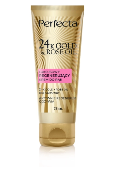 PERFECTA 24K Gold & Rose Oil Luksusowy krem do rąk regenerujący 75 ml