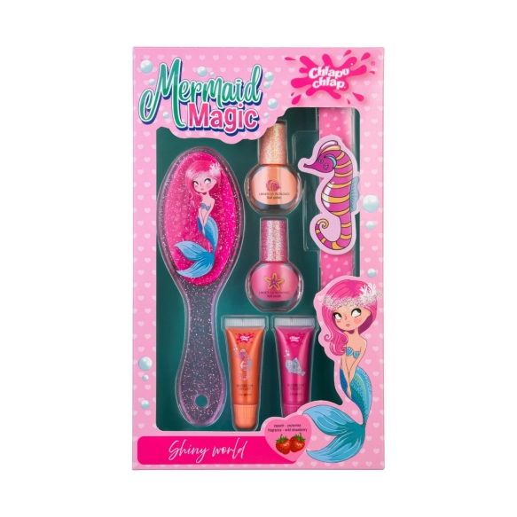CHLAPU CHLAP Mermaid Magic Zestaw dziecięcy ze szczotką, lakierami do paznokci, pilniczkiem i błyszczykami do ust