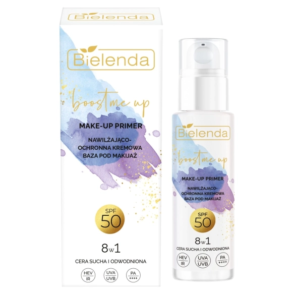 BIELENDA  Boost Me Up Nawilżająco - Ochronna Kremowa Baza pod makijaż 8w1 SPF50 - cera sucha i odwodniona 30 ml