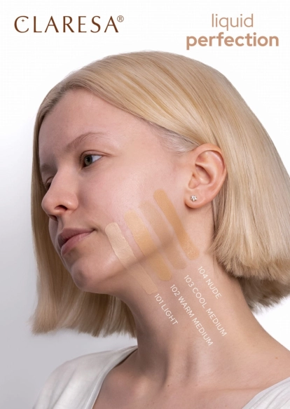 CLARESA Liquid Perfect 2w1 Korektor i podkład kryjący nr 104 NUDE