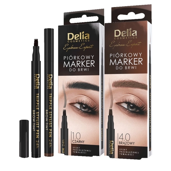 DELIA Eyebrow Expert Piórkowy marker do brwi - brązowy