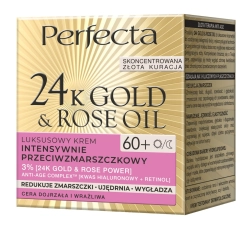 PERFECTA 24K Gold & Rose Oil 60+ Luksusowy krem intensywnie przeciwzmarszczkowy na dzień i na noc 50 ml