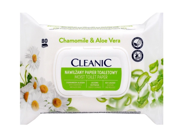 CLEANIC Papier toaletowy nawilżany z rumiankiem i aloesem 1 op. - 80 szt.