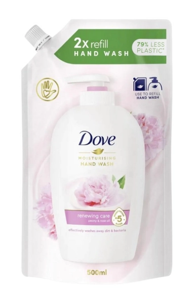 DOVE Renewing Care Mydło nawilżające w płynie Piwonia i Olejek różany - zapas 500 ml