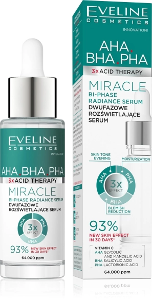 EVELINE 3 x Acid Therapy Miracle Dwufazowe serum rozświetlające do twarzy 30 ml