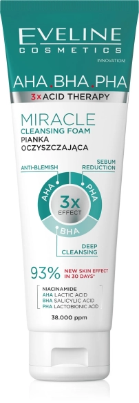 EVELINE 3 x Acid Therapy Pianka oczyszczająca do twarzy 140 ml