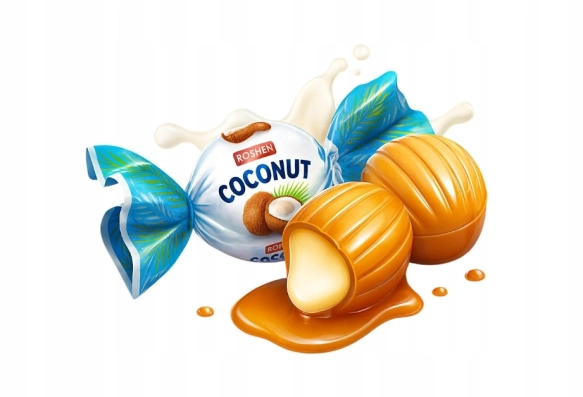 Roshen Coconut – Milk Caramel Candies with Coconut Filling, 1kg