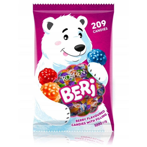 Roshen BERI – Fruit Candies with Liquid Filling, 1kg