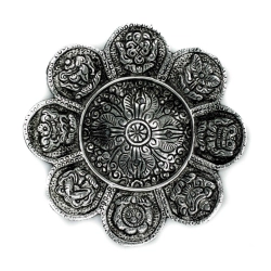 Podstawka pod Kadzidełka z Polerowanego Aluminium 12 cm - Tybetańskie Symbole