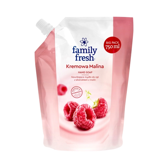 Family Fresh Nawilżające Mydło do rąk Kremowa Malina 750ml - zapas