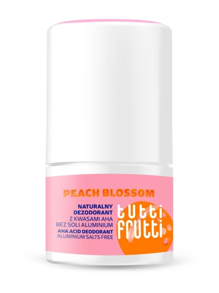 TUTTI FRUTTI Peach Blossom Naturalny dezodorant kwasowy bez soli aluminium + kwasy AHA 50 ml