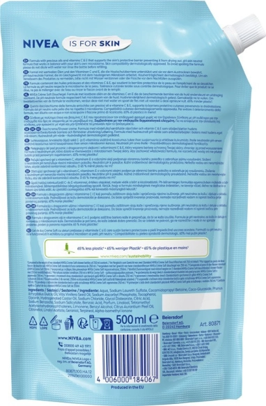 NIVEA Żel pod prysznic zapas CREME SOFT 500 ml