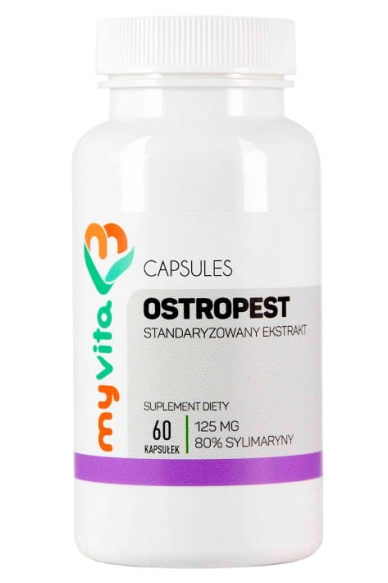 Ostropest 125 mg 80% Sylimaryny Myvita, Kapsułki 60 kapsułek