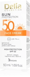 DELIA Sun Protection Lekki krem do twarzy SPF 50 z kwasem hialuronowym 50 ml