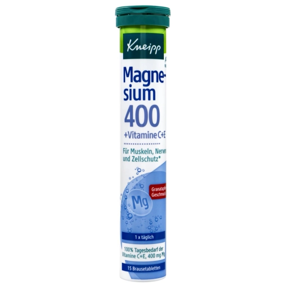 Magnesium 400 + Vitamine C+E , Tabletki musujące Kneipp, 15 sztuk