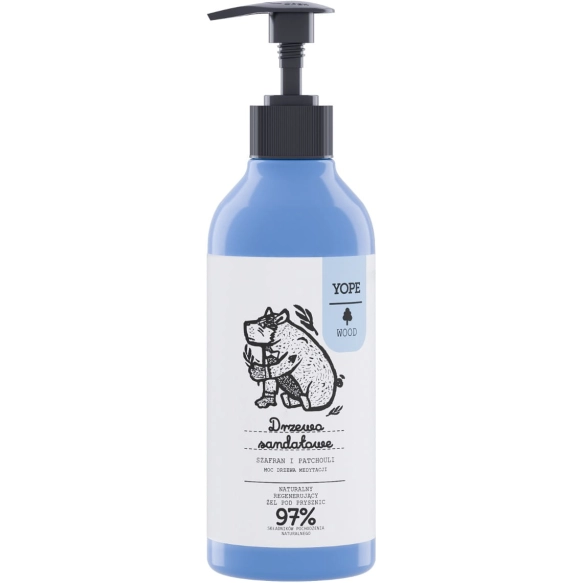 Naturalny Żel pod prysznic Drzewo Sandałowe &amp; Szafran &amp; Patchouli, YOPE WOOD, 400ml