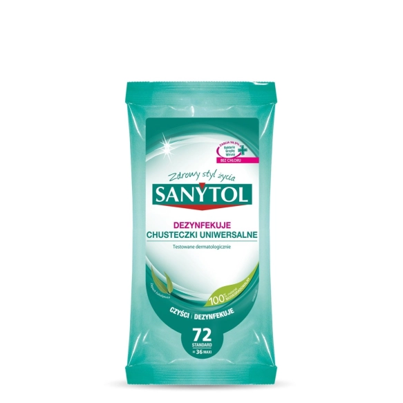 SANYTOL Chusteczki dezynfekujące uniwersalne jednorazowe 72 szt.