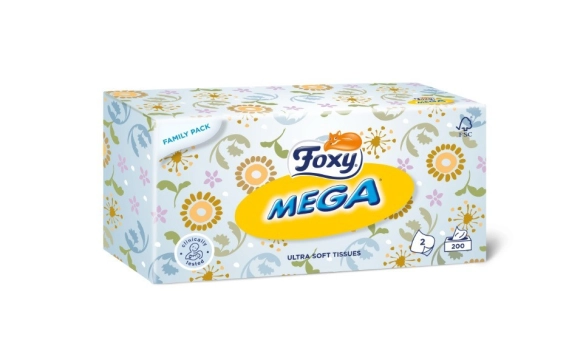 FOXY Mega Chusteczki higieniczne 2-warstwowe w kartoniku 200 sztuk