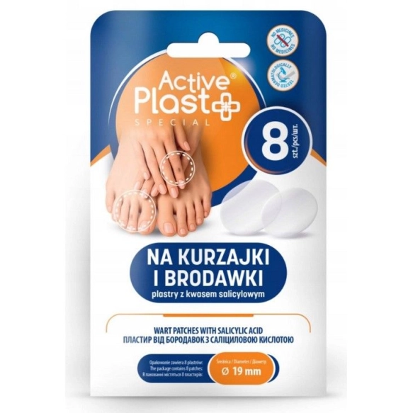 Plastry na Kurzajki i Brodawki z Kwasem Salicylowym, ActivePlast, 8 szt.